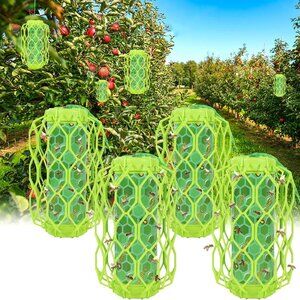 4 Pack Upgraded Wasp Trap Outdoor Hanging, Carpenter Bee and Hornet Catcher,